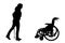 Vector silhouette of disabled woman.