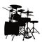 Vector silhouette of a drum set on a white