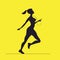 Vector silhouette of female sprinter. Morning running. Girl with