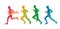 Vector Silhouette of Finishing Runner. Running Marathon Competition Sign. Vector Sport Logo. Colorful Creative