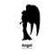 Vector silhouette girl with angel wings praying