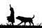 Vector silhouette of a girl with a dog.