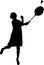 Vector silhouette of a girl who plays badminton