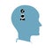 Vector silhouette of human head with a key hole. NLP or Neuro-Linguistic Programming concept. Manipulation, Mental