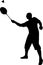 Vector silhouette of a man who plays badminton