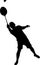 Vector silhouette of a man who plays badminton