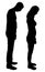 Vector silhouette of a man and a woman experiencing sadness and shame