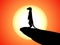 Vector silhouette of meerkat on a cliff of sunset