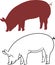 Vector of the silhouette of the pig, swine