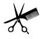 Vector silhouette of scissors and a comb