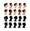 Vector silhouette set of face profile men and women. Portrait of different people. Diversity crowd. Different multiethnic people.