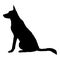 Vector Silhouette Sitting German Shepherd Dog