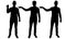 Vector silhouette of three men showing a finger on someone