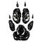 Vector silhouette of wolf paws with wolf face inside