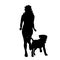 Vector silhouette of woman with dog.