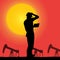 Vector silhouette of a worker.