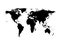 Vector silhouette of world map. Black on white