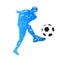 Vector silhouette of young soccer player