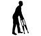 Vector silhouetteof a disabled man with crutches walking