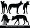 Vector silhouettes of African Wild Dogs