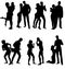 Vector silhouettes of couple. Life steps