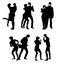 Vector silhouettes of couple Wearing Mask . Life steps