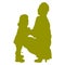 Vector silhouettes. Daughter and mother. A young woman bent over a little girl mother and child in full growth