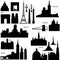 Vector silhouettes of European famous monuments