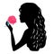 Vector silhouettes of girl hairstyles. profile. Girls Silhouette .Silhouette of beautiful woman with flower.