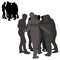 Vector silhouettes of a group of hugging young people together