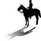 Vector silhouettes of horse and cowboy to ride him