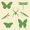 Vector silhouettes of insects - butterfly, spider, mantis