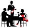 Vector silhouettes of people sitting at the table of the restaur