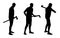 Vector silhouettes set of lumberjack holding and swinging with a