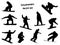 Vector silhouettes snowboarders