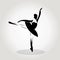 Vector sillhouette of a dancing girl, ballet, girl practicing dance