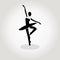 Vector sillhouette of a dancing girl, ballet, girl practicing dance