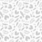 Vector silver grey tropical summer hawaiian seamless pattern with tropical plants, leaves, and hibiscus flowers on white