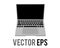 Vector silver laptop personal computer icon with showing empty screen, keyboard, touchpad