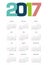 Vector Simple 2017 year calendar