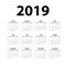 Vector Simple calendar Layout for 2019 years. Week starts from Sunday.