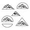 Vector simple geometrical mountains icons isolated