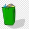 Vector simple hand draw sketch, colorful Full and Dirty Trash bin with shadow at transparent effect background
