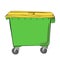 Vector simple hand draw sketch, Yellow and Green Big Clean Empty Trash