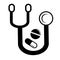 Vector Simple Icon of Stethoscope pill and capsule