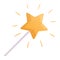 Vector simple isolated icon. Children magic wand sticker with shining star at the end. Design element of magic and sorcery