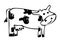 Vector Simple Manual Hand Draw Outline Sketch of cow