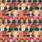 Vector simple minimalistic women in Pantone`s color of the year seamless pattern background