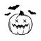 Vector simple scary spooky smiling Halloween pumpkin isolated. Jack o Lantern.