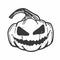 Vector simple scary spooky smiling Halloween pumpkin isolated. Jack o Lantern. Traditional contour decoration, symbol of holiday